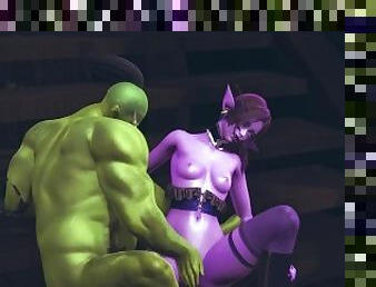 Orc fingering purple elf pussy