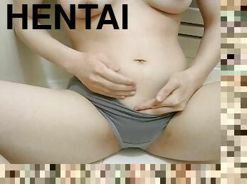 onani, pissing, amatør, leke, japansk, truser, hentai