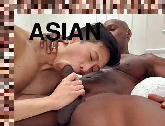asiatique, fellation, énorme-bite, interracial, gay, black, première-fois, collège, ejaculation, chinoise
