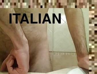 Italian guy cums twice fucking his hands