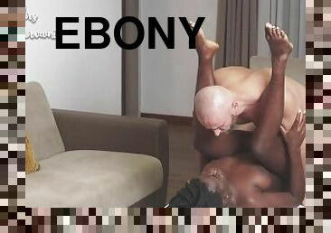 pussy, ebony, svart, rumpe-booty, hvit, afrikansk, ben, spredning