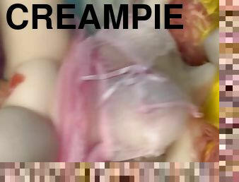 store-pupper, anal, stor-pikk, tenåring, creampie, cum, blond, søster, perfekt, petite