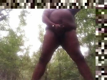 Stroking Naked in woods
