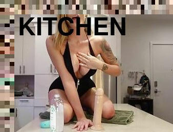 DIRTY talking SLUT SQUIRTS in her kitchen