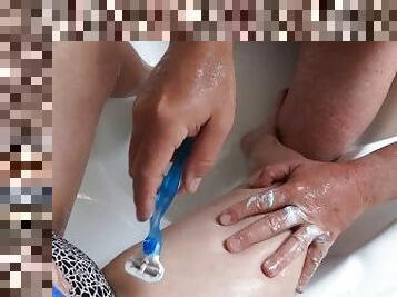 Hotwife talks Cheating Cuckold Husband Shaves Her legs in Bathtub  Cuck Hubby