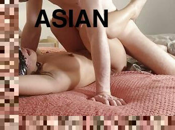 asiatisk, orgasm, amatör, avsugning, leksak, bdsm, par, bunden, petit, bondage