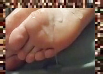 Cum drips from my feet