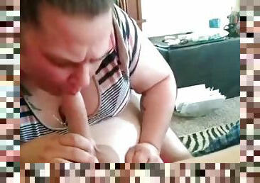 BBW sucking on a hard cock..