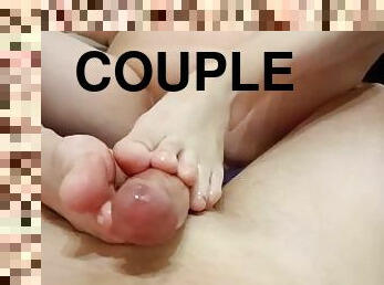 Private Couple Footjob deluxe cumshot