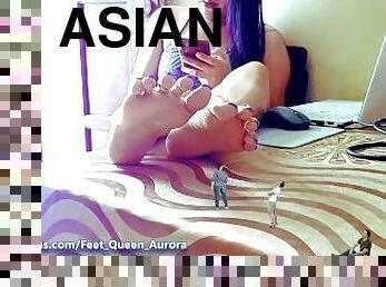 asiatiche, amatoriali, ragazze-giovani, piedi, feticci, solitari, minuscole, dominazione, giganti