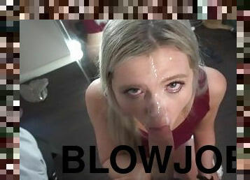 Massive Facial for hot blonde stepsis