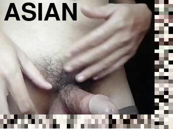 asiatisk, svær, onani, student, amatør, cumshot, stor-pikk, tenåring, handjob, høyskole