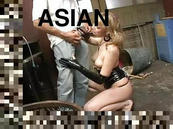 Kinky Asian teen takes a big cock