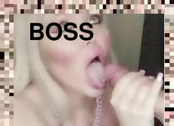 Boss  with big dick fucks hott  secretary after he caught her playing with herself in the  office !
