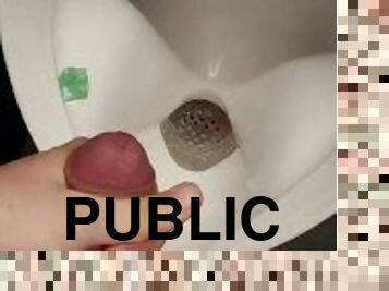 Risky wank in public toilet