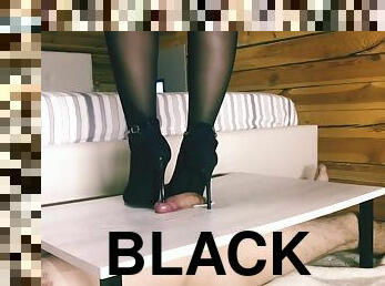 Cock Trampling Session In Black High Heels She Is Trample Very Nice!!!