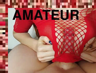 Fishnet Hot Tits Bouncing For A Cumshot