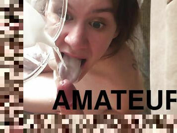 amatør, udløsning, teenager, dobbelt, synsvinkel, ubehagelig, mælk, luder-whore, penetrering