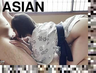 asien, im-freien, tief-in-die-kehle, creampie, gesichtspunkt