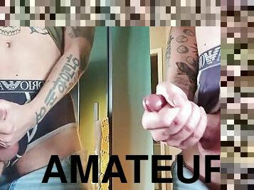 masturbação, amador, tiro-ao-alvo, gay, gozando, colégio, ejaculação, sozinho, gay-adolescente, tatuagem