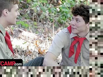 Boys at Camp - Hot teen twinks in uniform get their tight asses stretched by their scoutmaster