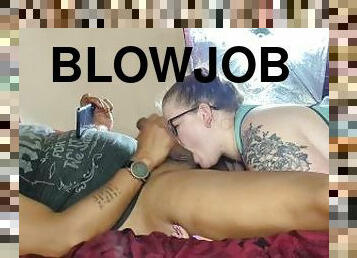 amatør, blowjob, cumshot, interracial, svart, bbw, oral, trening