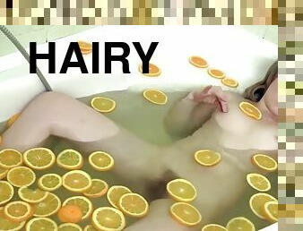 Amber S Strips And Takes Bath Full Of Oranges