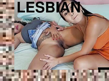 Thai lesbian amateur girlfriend Joon Mali licks her friends wet pussy