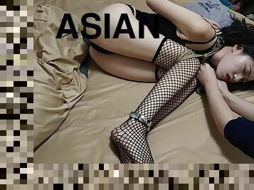 asiatisk, leke, japansk, bdsm, strømper-stockings, undertøy, fetisj, kveling, bondage, dominans