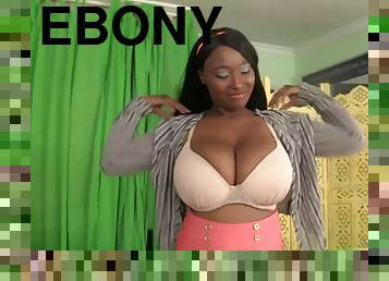 Big Boob ebony performs some clit rubbing & self pleasure with toys