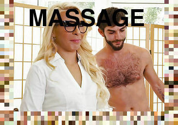 Carmen Caliente sensual rubdown & cockriding on the massage table