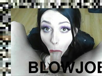 Big eyed brunette POV blowjob
