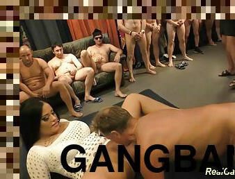 buxom ashley spunk in real gangbang