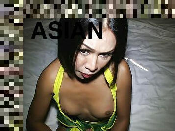 asiatique, transsexuelle, amateur, anal, fellation, ejaculation-sur-le-corps, branlette, ladyboy, point-de-vue, pom-pom-girl