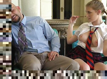 Naughty School Girl Melody Marks Shows Her Big Tits To Stepdaddy