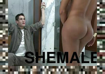 Shemale tie and make love construction worker