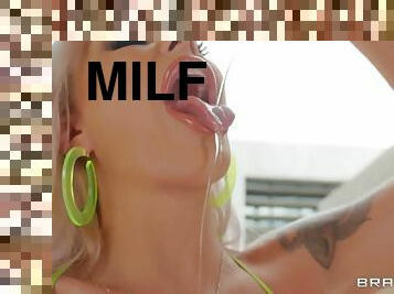 Porn star Nina Elle spreads her big lubed ass for Ricky's huge dick