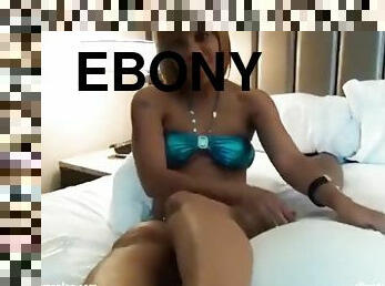 ebony, handjob, svart, føtter