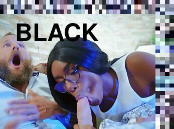 Black babe Ashley Aleigh seduces a white male during a sleepover.