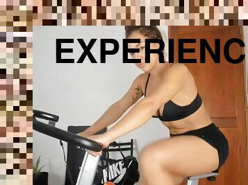 Sporty chick Homemade fitness training webcam