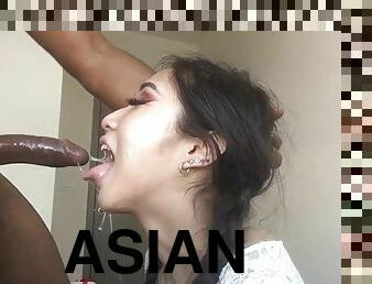 asiatisk, blowjob, interracial, hardcore, hjemmelaget, deepthroat, rødhåret, ludder, hore-whore