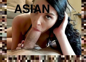 asiatisk, doggy, onani, blowjob, cumshot, leke, cum, piercet, hevn, små-pupper