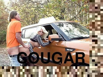 Arousing Blond Hair Lady cougar Wants Her Licence 2 - Fake Driving School