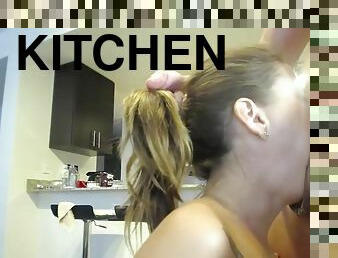 Hungry chick sucks big and enjoys hardcore anal fuck in kitchen