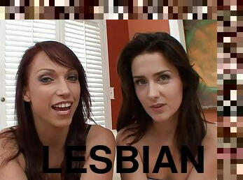 Two sexy lesbians eat each others shaved pussies in 69 way