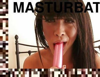 masturbatsioon, tussu, mänguasi, libu, noor-18, kiimas, dildo, vitt, brünett, viksed-rinnad