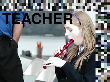 Dirty teacher punishes college girl Dolly Leigh from behind in the classroom