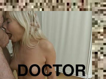 Young Pretty Harlot Gags On Thick Doctor's Dick After Exam