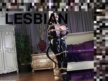 store-pupper, lesbisk, bdsm, fetisj, latex, kveling, bondage, brunette