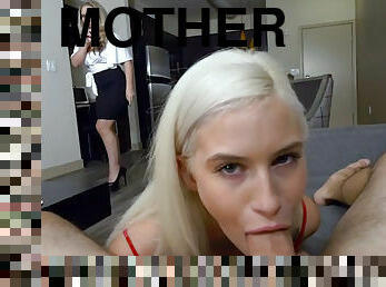 My stepsis blows me while our mother I´d like to fuck stepmom spies on us